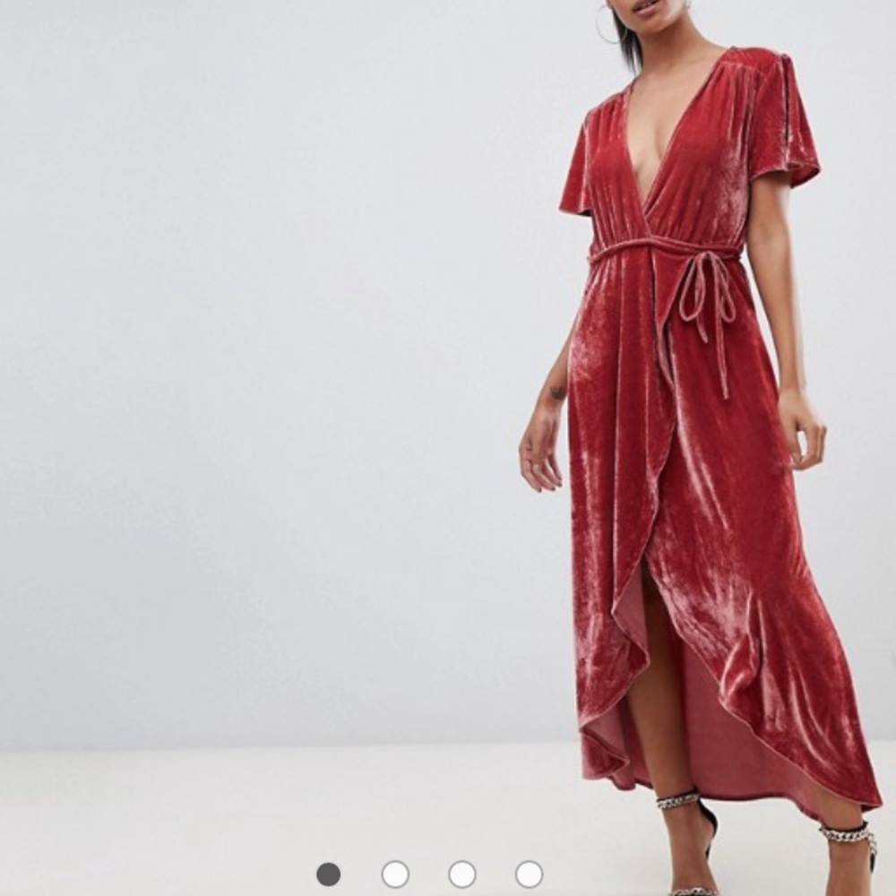 Velvet maxi wrap dress